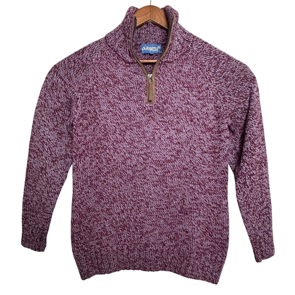 Dubarry of Ireland Sweater Womens L Burgundy Alpaca Cotton 1/4 Zip Knit - Picture 1 of 6